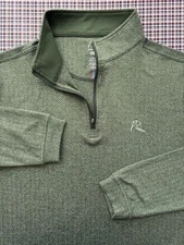 Rhoback Moss Green Herringbone Jacquard Incredibly soft Performance Q-Zip sz M