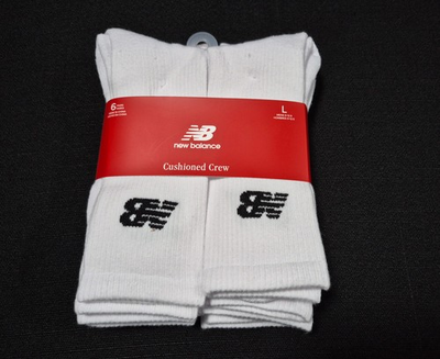 #ad New Balance Mens Active Cushion socks Arch support SZ 6 12 6 Pack White $26.99