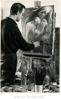 Karl Erich Müller Deutscher Künstler Gemälde von Staffelei Vintage Kunst Foto