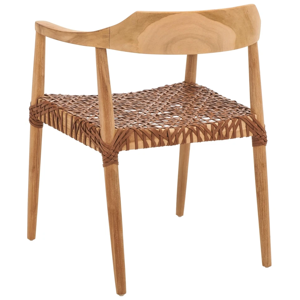 Casa Colección Munro Madera Teca Natural/Miel Claro Cuero Tejido Acento Chai... Foto 4 de 4