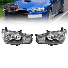 For 2008-2017 Mitsubishi Lancer EVO X Halogen Headlights Headlamps Left & Right