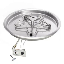 HPC Fire Push Button Spark Ignition NG Fire Pit Kit, 25" Pan 18" Torpedo Burner