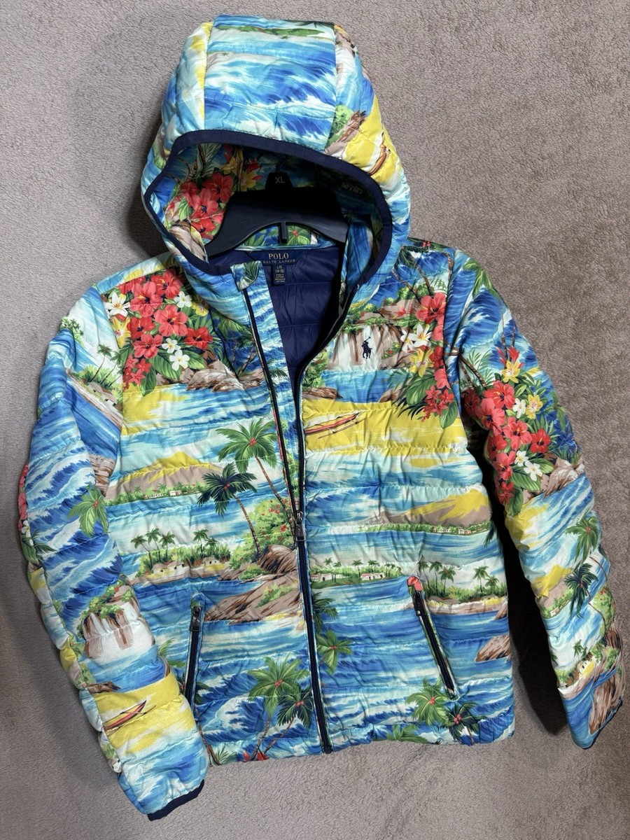 POLO RALPH LAUREN Boys/Youth Size L (14/16)Hawaiian Print Down 
