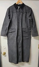 Saddlesmith Outfitters Western Mens Vtg Riding Black Canvas Snap Duster Jacket M