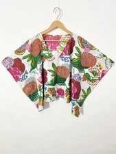 Women's Boho Blouse Top.  Fruits Print Summer Cotton Blouse Top, Gifts For Mom