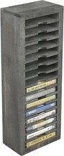 new 16-Slot Cassette Tape Tower Solid Wood Freestanding Audio Rack fast shipping