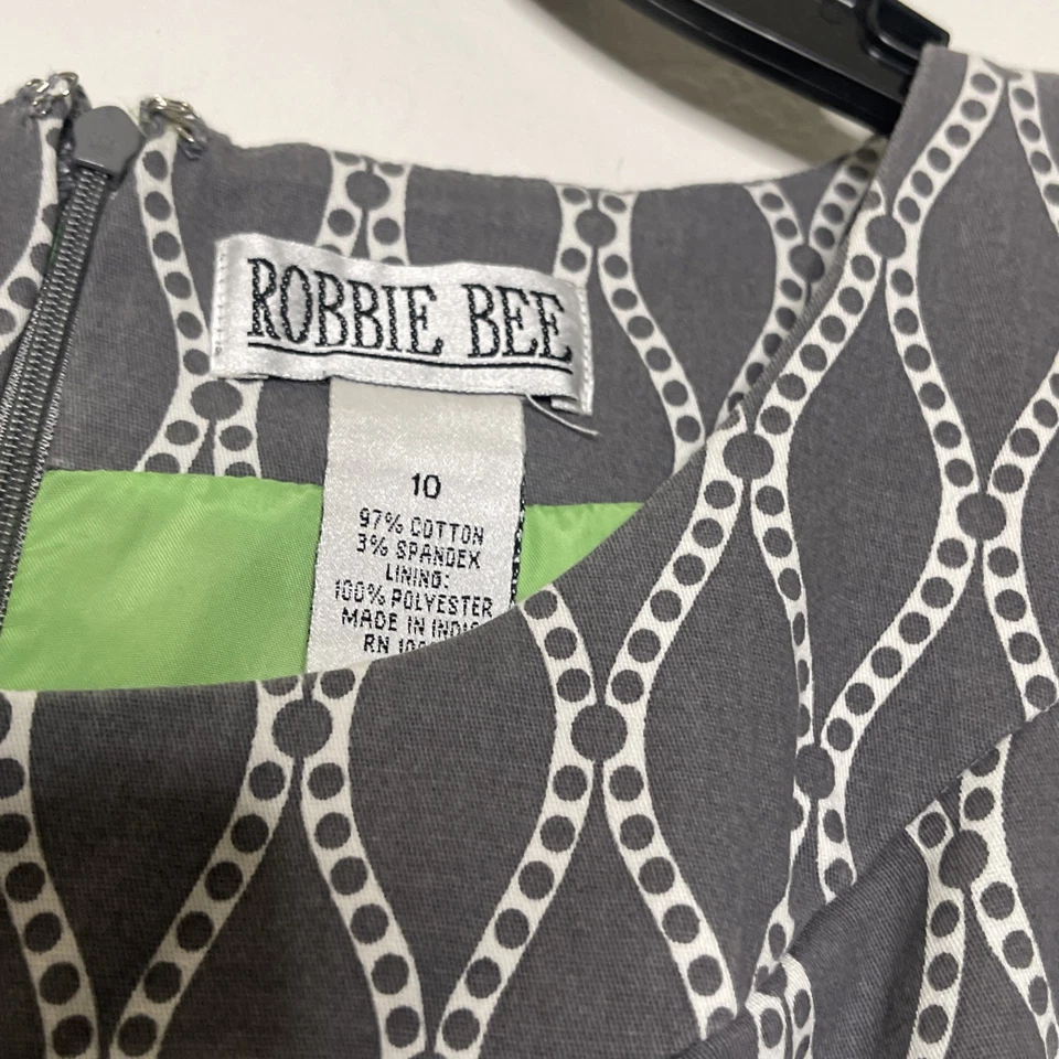 Vestido Vaina Robbie Bee Gris Sin Mangas Geométrico Cremallera Bolsillos Traseros Talla 16 Foto 3 de 4