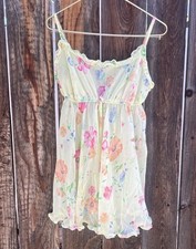 Vtg 90s Victoria Secret Slip Dress Chemise Floral Sheer Chiffon Coquette M. Y2K