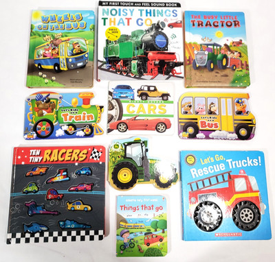 Kids Board Books About Vehicles Lot Of 10 Cars Trucks Daycare Preschool Boys Set