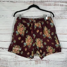 Pleasures Now Deja Vu Woven Floral Maroon Shorts - Size M