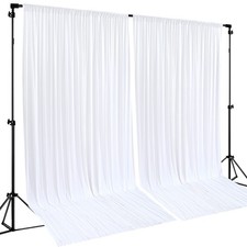 2 PCS 8x10 FT White WrinkleFree Polyester Photography Backdrop Curtain