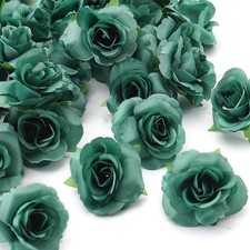 100 Pcs Mini Green Roses Artificial Flowers Bulk, 1.9" Small Silk Fake Roses ...