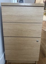 Solid pedestal desk filing cabinet 3 drawer office printer stand VGC