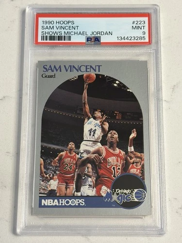 SAM VINCENT 1990-91 NBA Hoops Basketball #223 "Michael Jordan #12" PSA 9 Mint