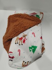 Rudolph The Red Nosed Reindeer Santa Size 30"x 40" Brown Red White Blanket