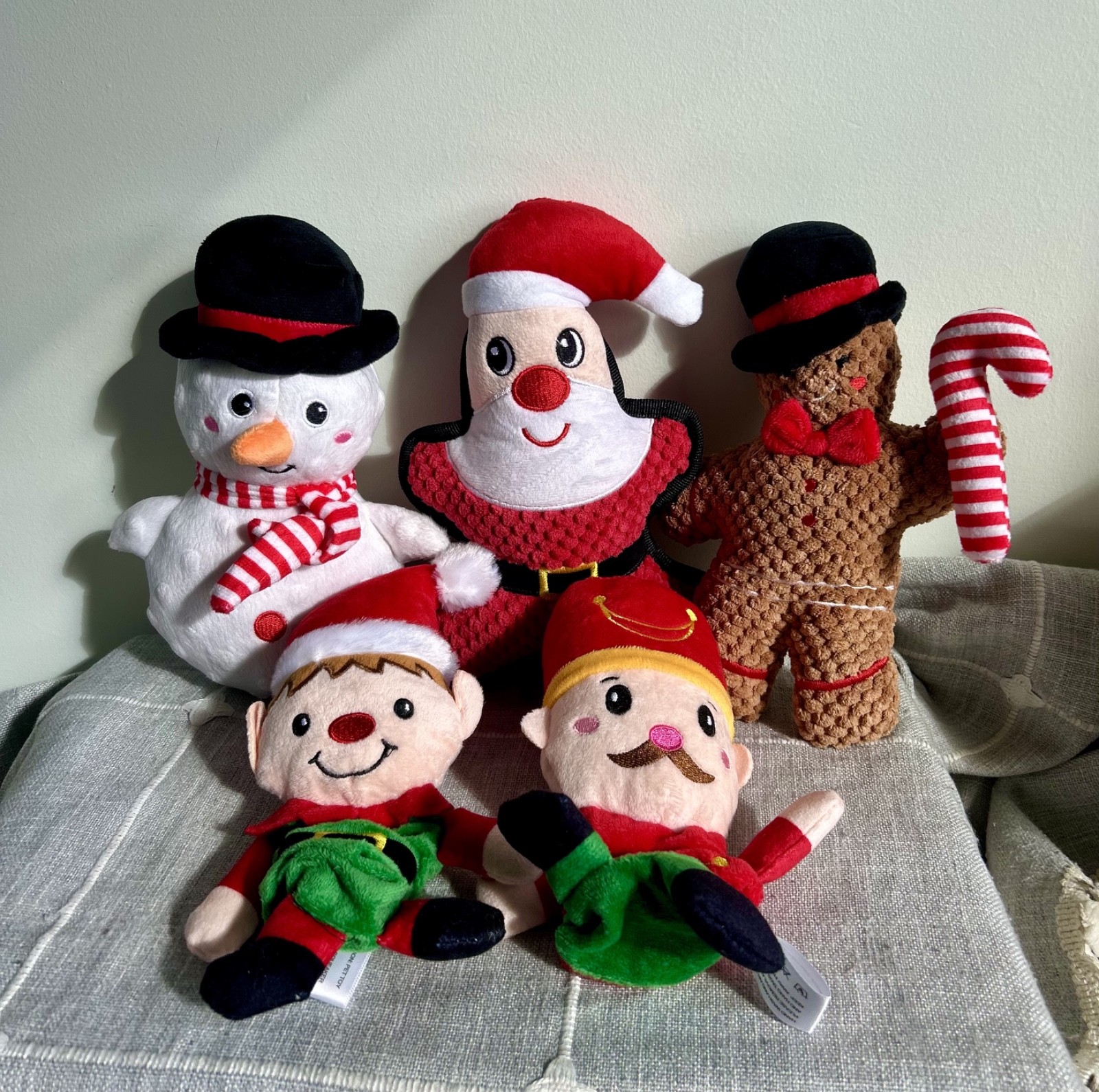 Christmas ready to Gift Plush Dog Toy Set: Holiday Squeaky Toys, Pet Gift Box