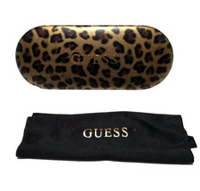 Guess Hard Clam Eyeglasses Case W/ Leopard Print and Microfiber Cloth