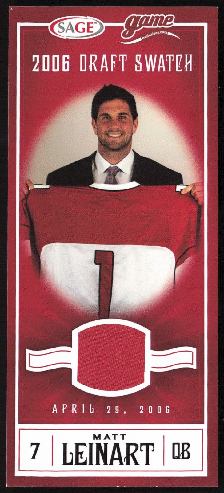 Matt Leinart SA-GE Game Exclusives Draft Swatch #2 Base