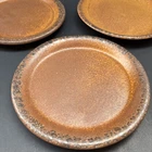 3 McCoy Pottery Canyon Mesa Salad Plates Mottled Edge Rustic Brown 7 1/2"Vtg USA