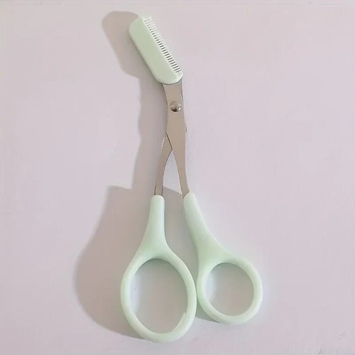 1pc Pink Eyebrow Trimming Scissors With Built-In Comb, Precision Grooming Tool - Picture 16 of 24