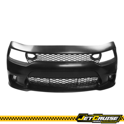 Fits 15-23 Charger 19 SRT Hellcat Style Front Bumper Cover W/ Fascia Applique PP