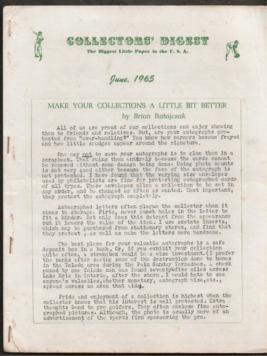 1965 COLLECTORS' DIGEST ~ RARE EARLY TRADE PUBLICATION