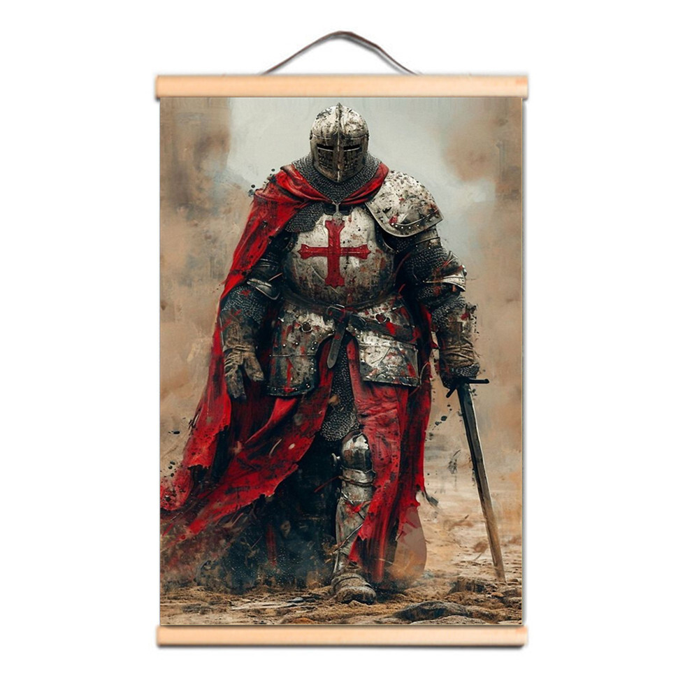 The Crusades Armor Warrior Canvas Art Print Poster Knights Templar  Banner Flag