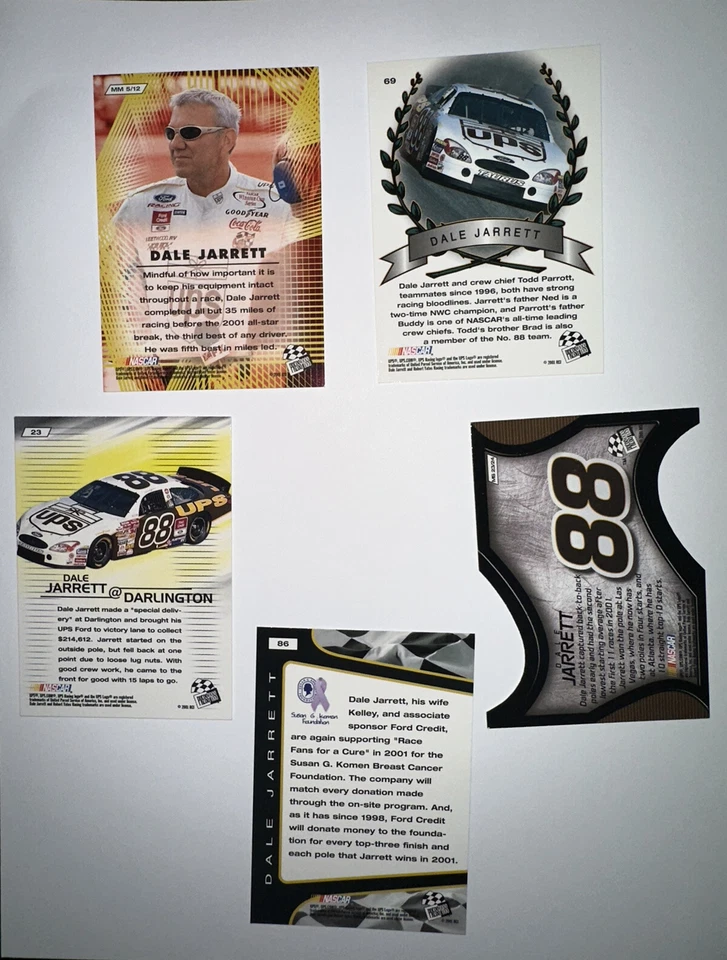 2001 Press Pass ViP Lot Of 5 Dale Jarrett Racing Sports Trading Cards - Image 2 of 2