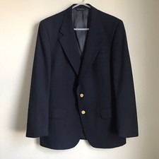 Vintage Burberry Blazer Navy Blue Gold Buttons Two Button Closure Mens 40 Porsum