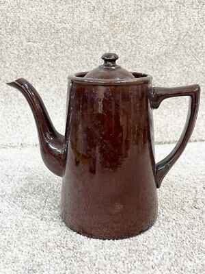 VINTAGE MID CENTURY BRAUNE GLASUR TEEKANNE KAFFEEKANNE KERAMIK KERAMIK