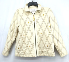 Koret K-wear Jacket Womens Size Ps Ivory Gold Thread Beaded Lined Full Zip
