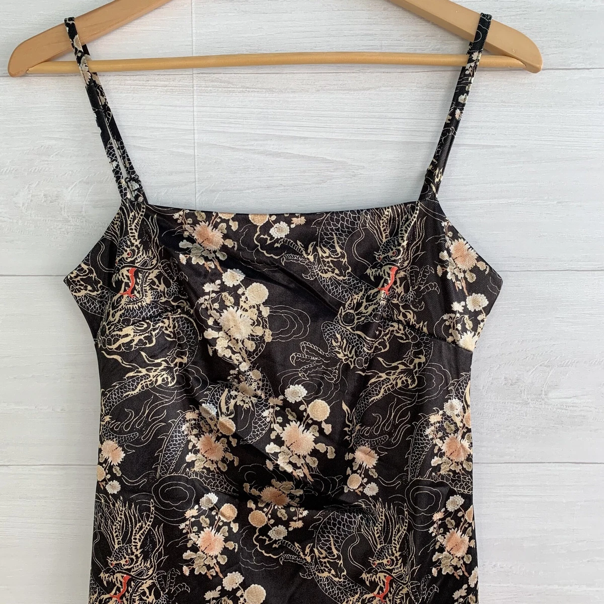 Urban Outfitters Black dragon print tank mini dress M eBay