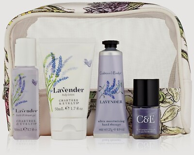 Crabtree & Evelyn Lavender Gift Set 5 Piece Body Lotion Hand Cream Shower Gel