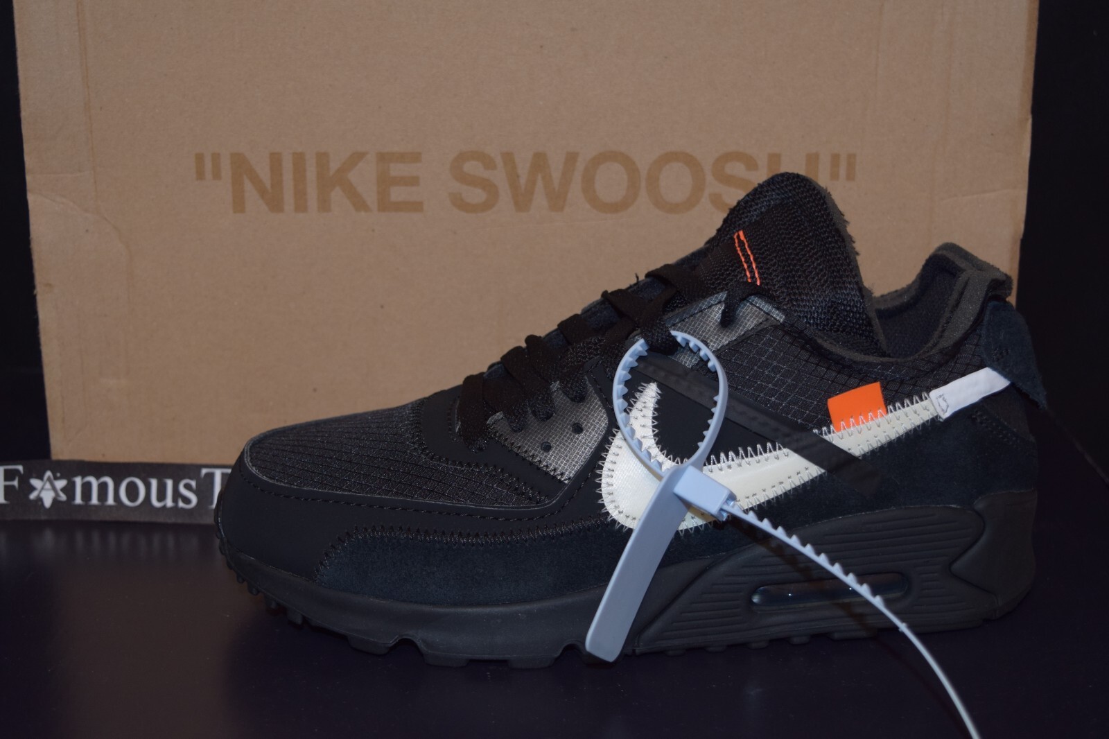 OFF WHITE X NIKE Nike X BIANCO SPORCO Air Max 90 nere Virgil Abloh RARE AA7293 001