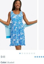 Draper James Bluebell Blue Floral Ruffle Soft Nightgown S/M NWT