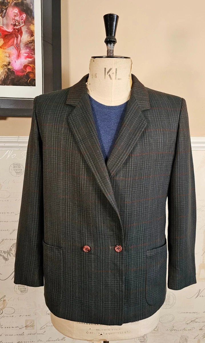 Chaqueta de Colección Burberry Para Mujer Reino Unido 10-12 Regular 100% Lana Verde Tartán Blazer