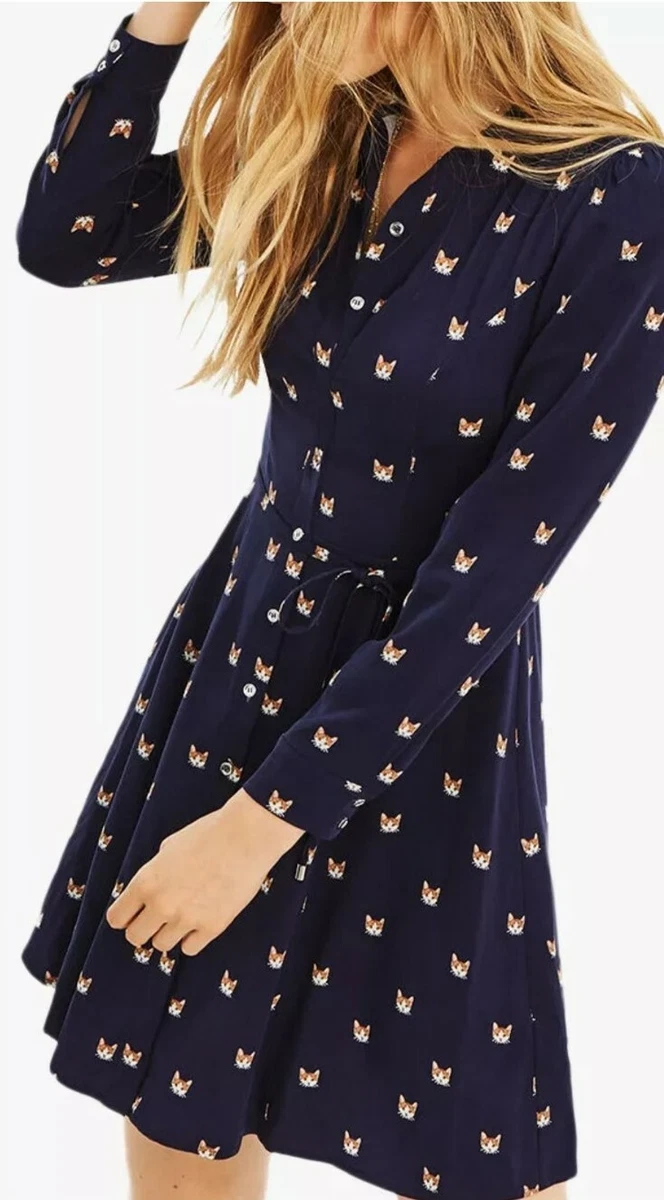 Oasis Navy Blue Cross For Pets Cat Faces Shirt Dress 10 Tie Belt Ltd Edtn