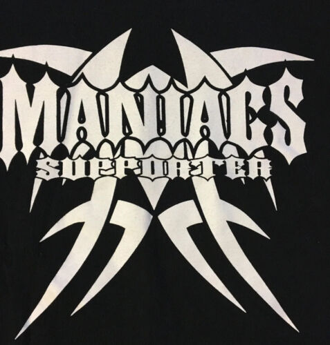 Vtg Maniacs MC Support Faded Shirt M Biker Punk Skate Fire Flames Grunge 90s Y2K - Picture 3 of 13