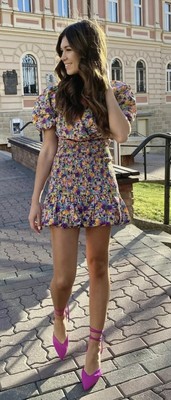 zara floral print mini dress
