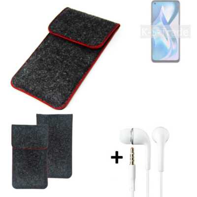 Schutz Hülle + Kopfhörer für OnePlus Ace Racing Edition [dunkelgrau roter Ran