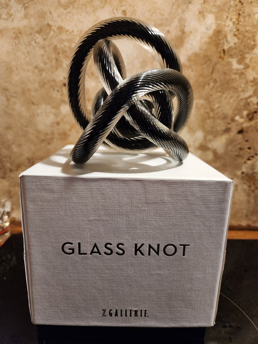 Blown Art Glass BLACK / CLEAR Case Textured Infinity Rope Knot Z