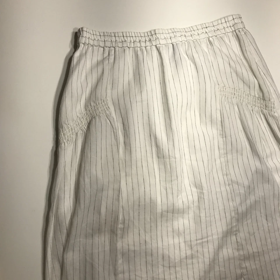 Mossimo Skirt Womens XL White Pinstripe Hi-Low Hem Linen Cotton Blend Pull On - Image 4 of 4