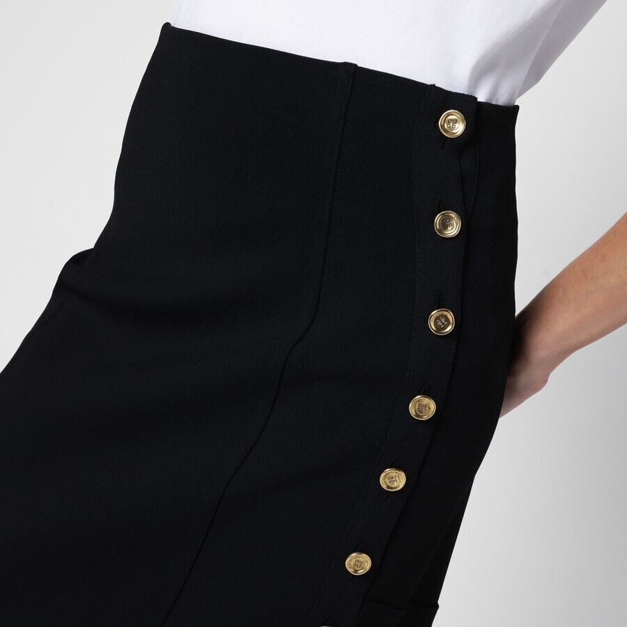 【関税込み】GIVENCHY Milan stitch skirt with buttons NWT GIVENCHY Punto Milan Stitch High Low Skirt Medium Black