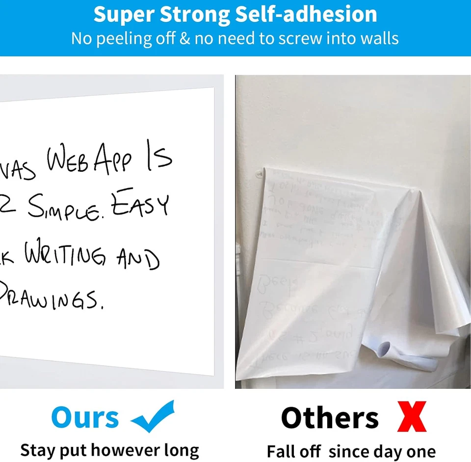 Whiteboard Wallpaper, 6X4Ft Dry Erase Contact Paper, Large Peel and Stick White - Image 3 of 4