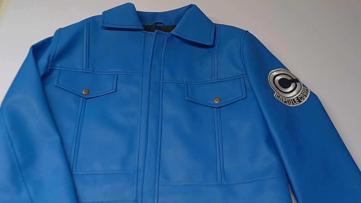 Future Trunks Capsule Corp Blue Leather Crop Jacket Cosplay