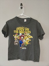 Vintage Boys Nintendo "BRING ON THE BAD GUYS" Mario Graphic T-Shirt Size Large