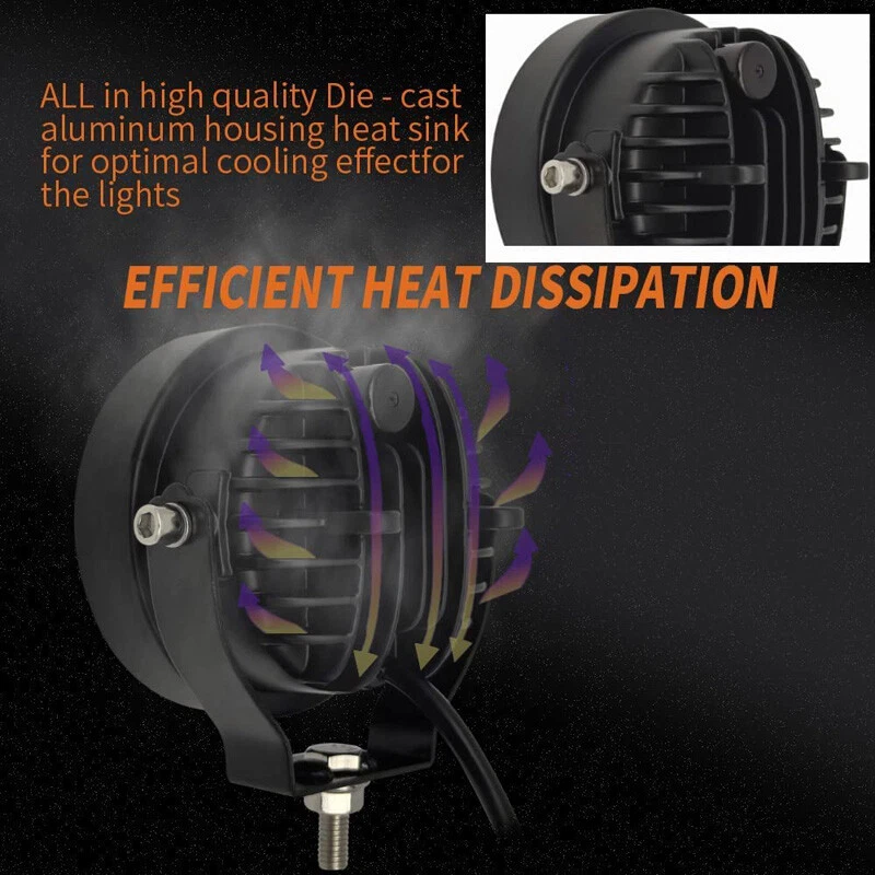 12-48V 20W White Motorcycle Flood Fog Light Spotlight Auxiliary Yellow Universal - Image 4 of 4