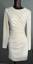 NWOT Zara Ivory Ruched Side Long Sleeve Dress Sz:S