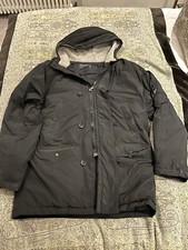 Men’s James Perse Black Goose Down Rain Coat Size 2 With Fleece Hood