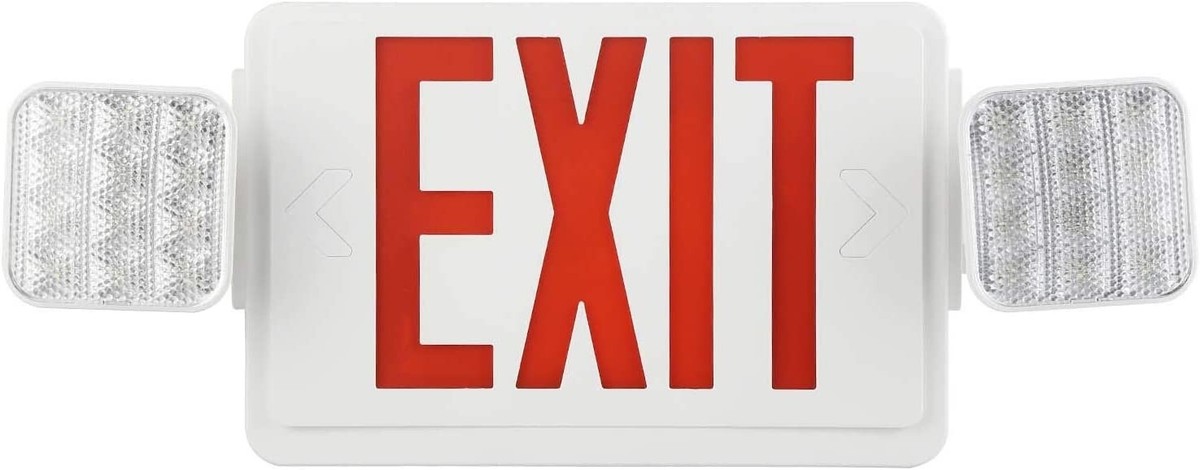 EXIT LED WH/RED USA 非常口 両面表示タイプ アメリカン LED Exit Sign Emergency Light Combo Adjustable Heads UL listed Red